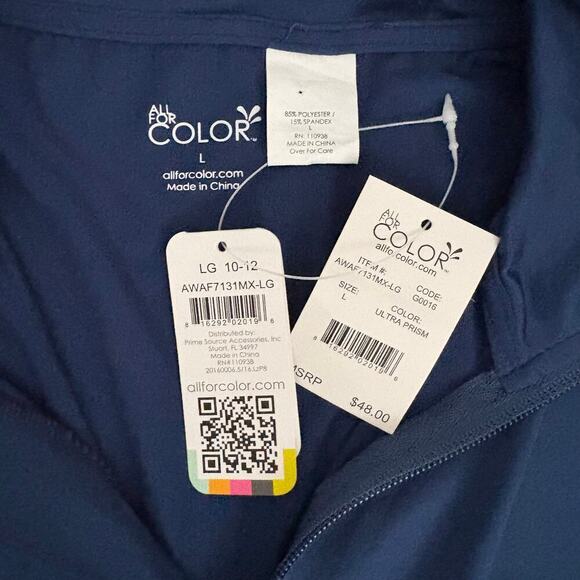 All For Color 1/4 Zip Pullover and Leggings Set  Ultra Prism Sz L Rainbow NWT - Picture 5 of 12